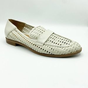 Franco Sarto Halton Loafer 9 Woven Flats Ivory Bone Faux Leather